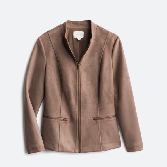 Perfect Suede Taupe Jacket for Fall Weather - Picture 1 of 8